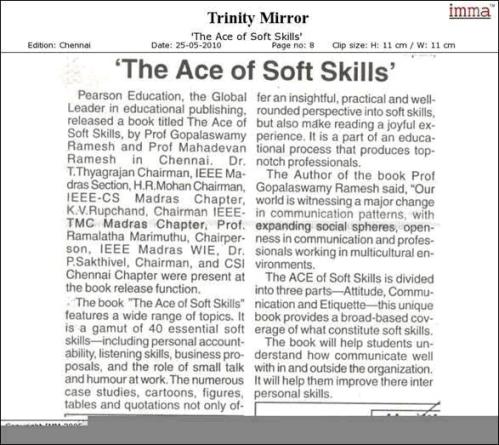 The ACE of Soft Skills : Attitude, Communication and Etiquette for Success,  1/e by  - reviewed by Trinity Mirror